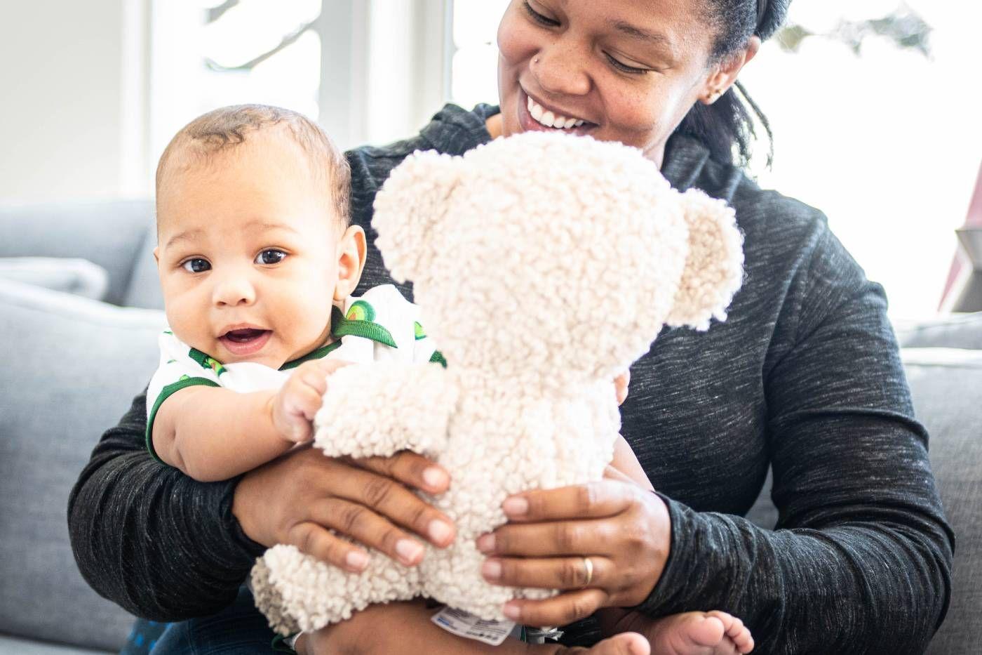 Toddler with SNOObear lovey