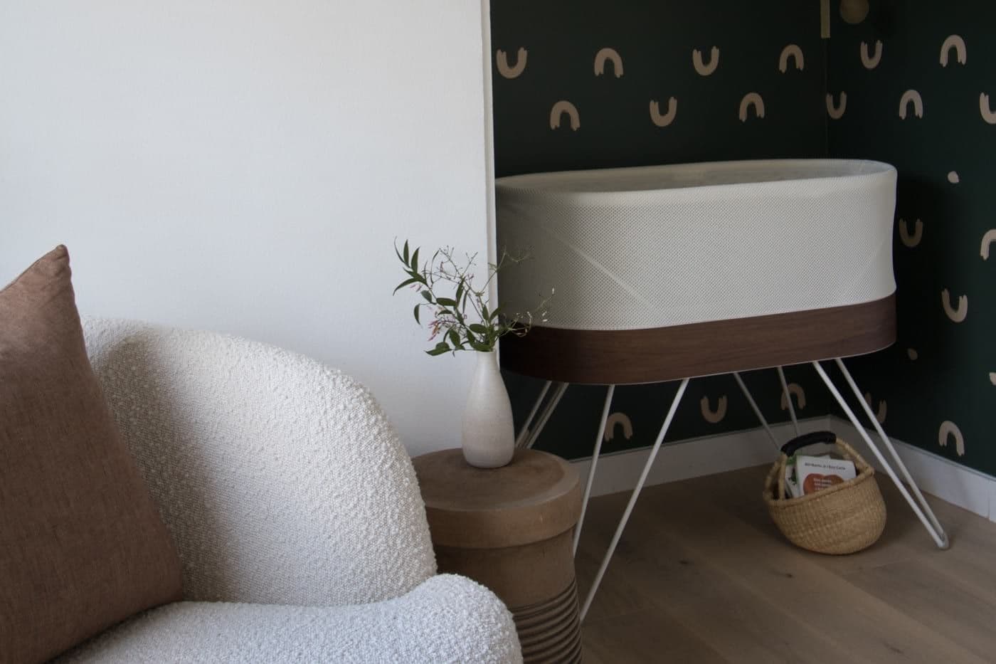 SNOO baby cot inside a closet nursery nook