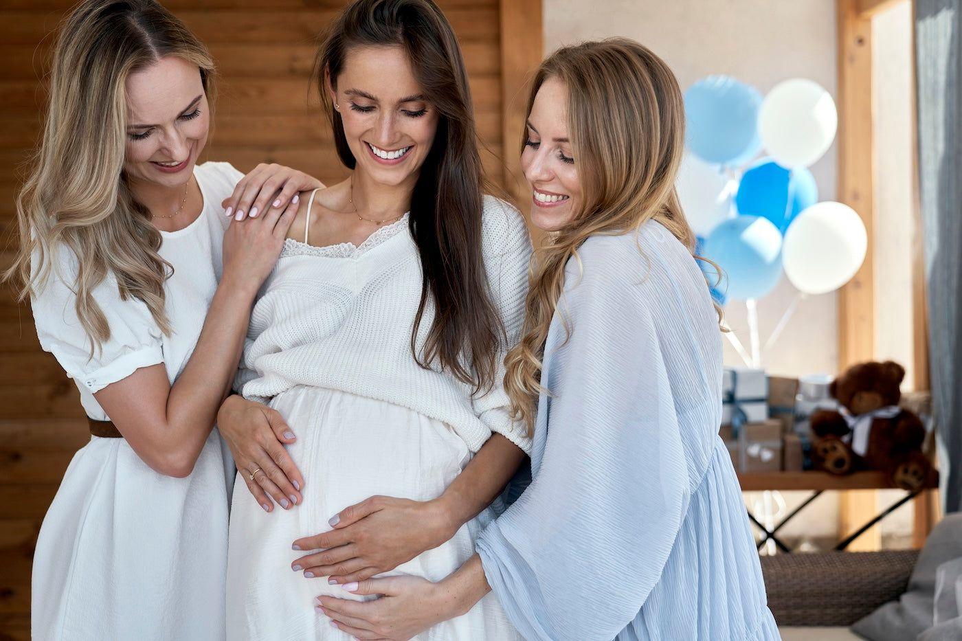 Three women at a baby shower